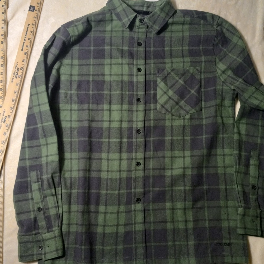 NWT Flannel Shirt Men's Large green Plaid Long Sleeve Elevation Tech Flannel